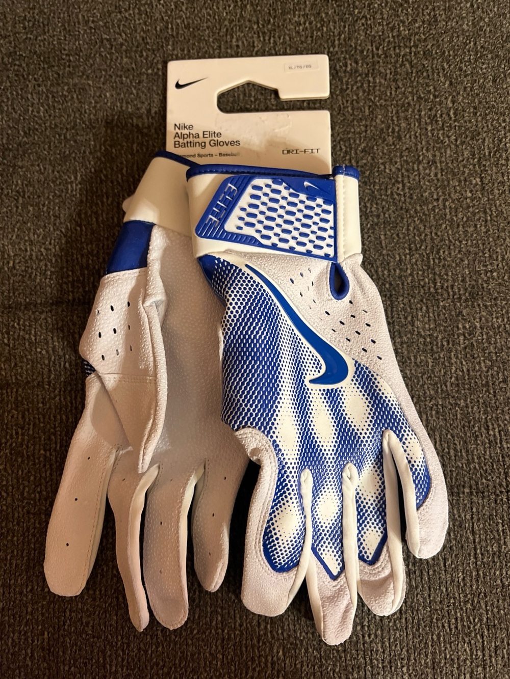 Nike Alpha Elite Baseball Blue Batting Gloves Size XL